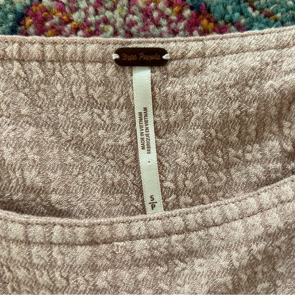 Free People | Women’s mauve waffle knit ballon sleeve square neck shirt, size S - Picture 9 of 9